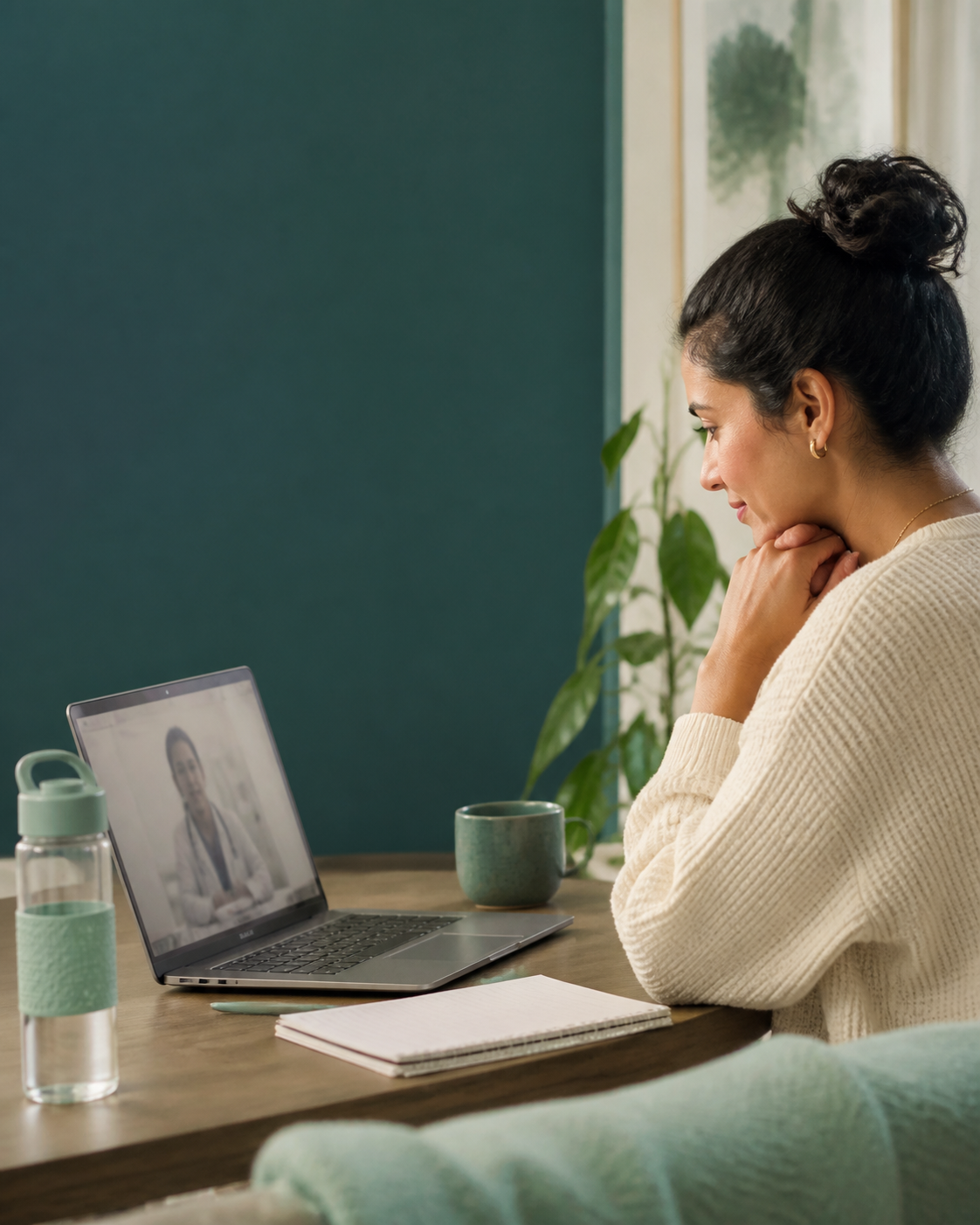 Patient speaking with a clinician during a telehealth appointment
