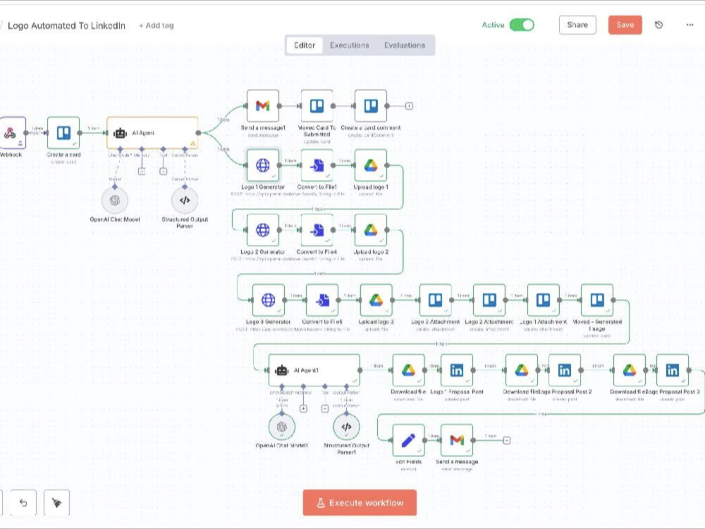 Logo production and LinkedIn workflow